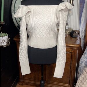 NWOT H&M Cream Cable-Knit Off-Shoulder Sweater